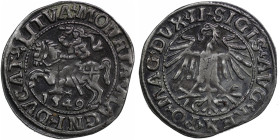 Polish-Lithuanian Commonwealth. Sigismund August of Poland, 1544-1572. AR Half Grosh, struck 1549 (19mm, 1.25g). Knight on horse left / Eagle. Gumowsk...
