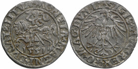 Polish-Lithuanian Commonwealth. Sigismund August of Poland, 1544-1572. AR Half Grosh, struck 1551 (19mm, 1.15g). Knight on horse left / Eagle. Gumowsk...