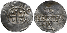 The Netherlands. Deventer. Otto III 983-1002. AR Denar (17mm, 1.31g). Deventer mint. +ODDO [REX], cross with pellets in each angle / ટ / ИЯꓱИVΛꓷ / +A,...