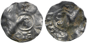The Netherlands. Region of Utrecht. Otto III 983-996. AR Denar (19mm, 1.29g). Uncertain mint in the region of Utrecht. Omega in circle / Cross with pe...