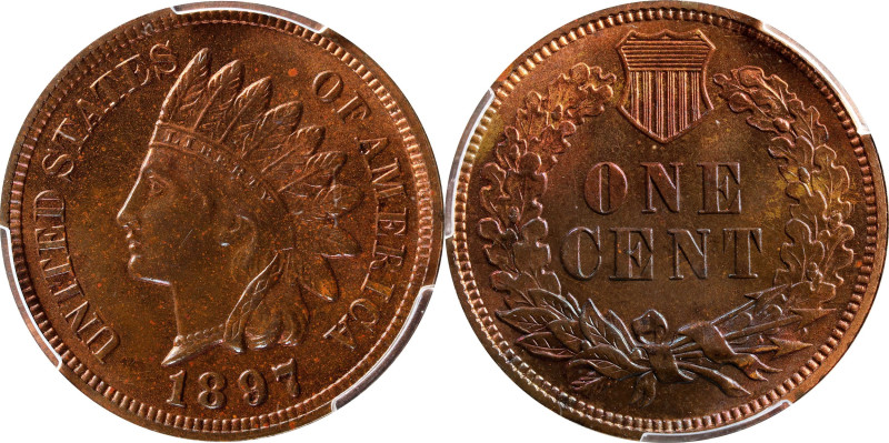 1897 Indian Cent. Proof-65 RB (PCGS).
PCGS# 2379. NGC ID: 22AK.

Estimate: $5...