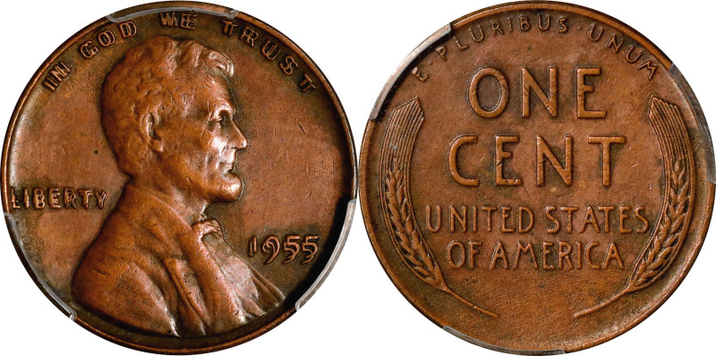 1955 Lincoln Cent. Doubled Die Obverse. AU Details--Cleaned (PCGS).
PCGS# 2825....