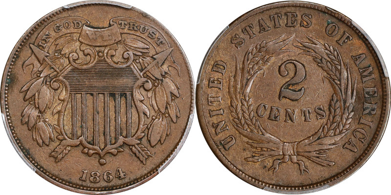 1864 Two-Cent Piece. Small Motto. VF Details--Devices Engraved
PCGS# 3580. NGC ...