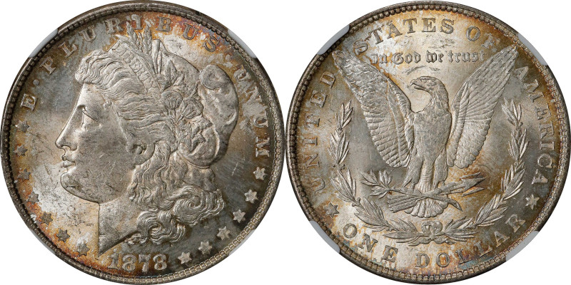 1878 Morgan Silver Dollar. 7 Tailfeathers. Reverse of 1879. MS-63 (NGC).
PCGS# ...