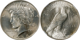 1934 Peace Silver Dollar. MS-64 (NGC).
PCGS# 7375. NGC ID: 257X.

Estimate: $400