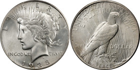 1935 Peace Silver Dollar. MS-65 (PCGS).
PCGS# 7378. NGC ID: 2582.

Estimate: $750