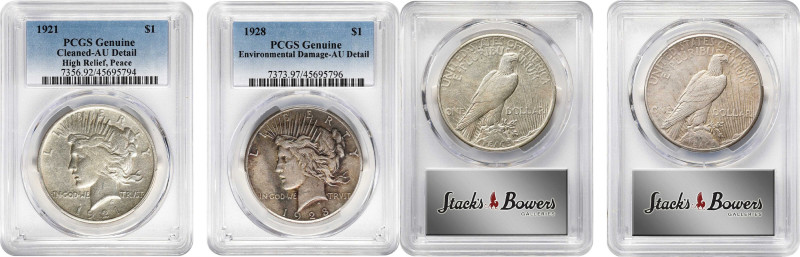 Lot of (2) Key Date Peace Silver Dollars. AU Details (PCGS).
Included are: 1921...