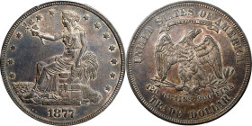 1877 Trade Dollar. AU-50 (PCGS).
PCGS# 7044. NGC ID: 253C.

Estimate: $275