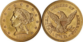 1857 Liberty Head Quarter Eagle. MS-61 (NGC).
PCGS# 7782. NGC ID: 25JC.

Estimate: $510