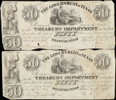 Lot of (2). Houston, Texas. Government of Texas. 1838. $50. Very Fine.
In case you missed the last lot, here is another chance to acquire both $50 va...