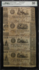 Uncut Sheet of (4). Austin, Texas. Republic of Texas. 1839-41. $3-$2-$1-$1. PMG Very Fine 30.
(TXCRA3-3-2-1). No. 4041, Plate A-B. Dated July 1st, 18...