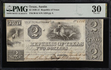 Austin, Texas. Republic of Texas. 1839-41. $2. PMG Very Fine 30.
(TXCRA2). No. 5330, Plate A. PMG comments "Cut Cancelled".
From the Last Chance Hoa...