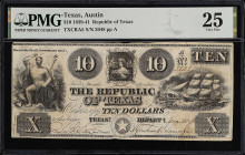 Austin, Texas. Republic of Texas. 1839-41. $10. PMG Very Fine 25.
(TXCRA5). No. 3048, Plate A. PMG comments "Cut Cancelled".
From the Last Chance Ho...