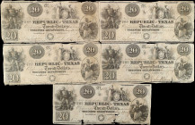 Lot of (5). Austin, Texas. Republic of Texas. 1830s-40s. $20. Fine to Very Fine.
Cr. A6. Condition ranges from Fine to Very Fine. Typical issues for ...