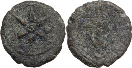 Etruria. Inland Etruria, uncertain mint. AE Struck Uncia, 3rd century BC, uncertain mint. Obv. Wheel with six spokes; in field, pellet. Rev. Anchor; i...