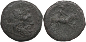 Greek Italy. Central and Southern Campania, Capua. AE Biunx, c. 216-211 BC. Obv. Laureate head of Jupiter right; behind, two stars. Rev. Diana driving...