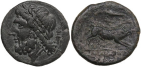 Greek Italy. Northern Apulia, Arpi. AE 22 mm, 325-275 BC. Obv. Laureate head of Zeus left. Rev. Boar right; above, spear-head. HN Italy 642; HGC 1 534...