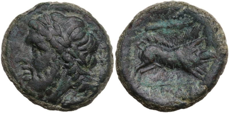 Greek Italy. Northern Apulia, Arpi. AE 22 mm, 325-275 BC. Obv. Laureate head of ...