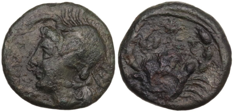 Greek Italy. Bruttium, Brettii. AE Quarter (Trihemiobol), 216-214 BC. Obv. Head ...