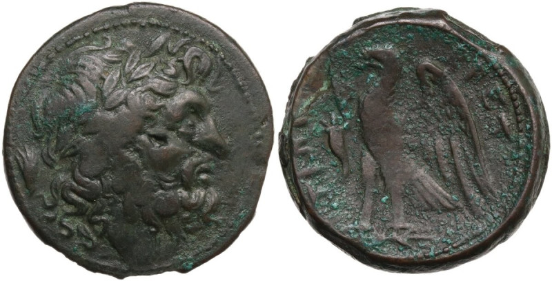 Greek Italy. Bruttium, Brettii. AE Unit, c. 214-211 BC. Obv. Laureate head of Ze...