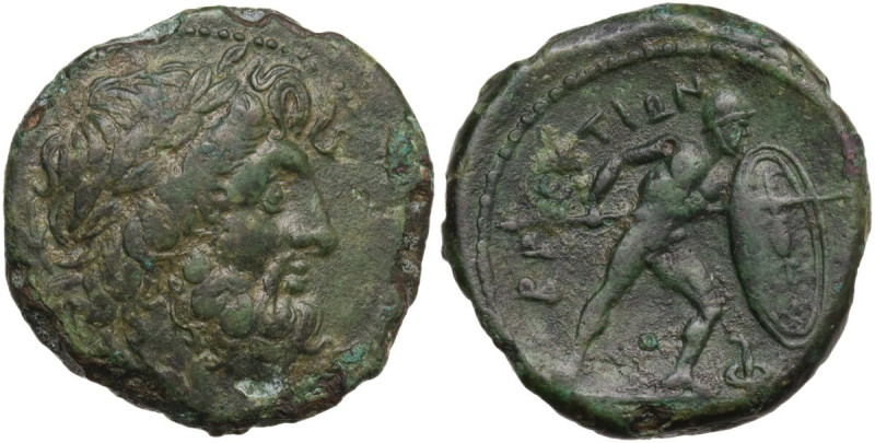 Greek Italy. Bruttium, Brettii. AE Unit-Drachm, c. 211-208 BC. Obv. Laureate hea...