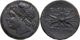 Sicily. Syracuse. Hieronymos (215-214 BC). AE 23mm. Obv. Diademed head left. Rev. Winged thunderbolt between T and A. HGC 2 1569. AE. 8.70 g. 22.50 mm...