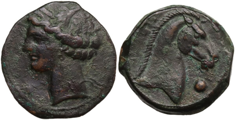 Punic Sardinia. AE 20 mm. c. 300-264 BC. Uncertain mint. Obv. Wreathed head of K...