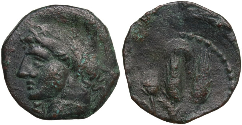Punic Sardinia. AE Shekel (?). Circa 241-215 BC. Uncertain mint. Obv. Wreathed h...