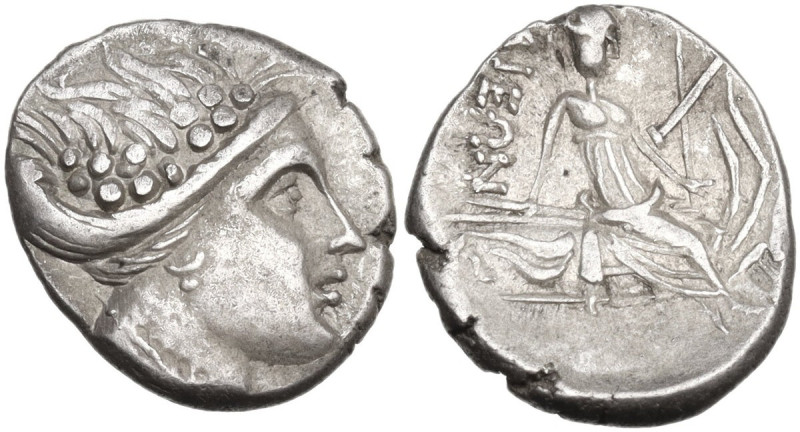 Continental Greece. Euboia, Histiaia. AR Tetrobol, 338-304 BC. Obv. Head of nymp...