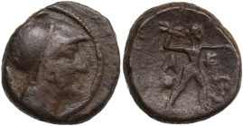 Continental Greece. Attica, Athens. AE Chalkous. Struck under Mithradates VI of Pontos (Circa 105-90 or 90-85 BC). Obv. Helmeted head of Athena right....