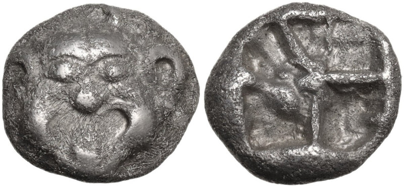 Greek Asia. Mysia, Parion. AR Drachm, c. 550-520 BC. Obv. Gorgoneion facing, wit...