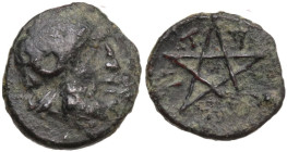 Greek Asia. Mysia, Pitane. AE 11 mm, c. 4th-3rd centuries BC. Obv. Head of Zeus-Ammon right. Rev. Pentagram. SNG BN 2346; Von Fritze III 1. AE. 1.54 g...