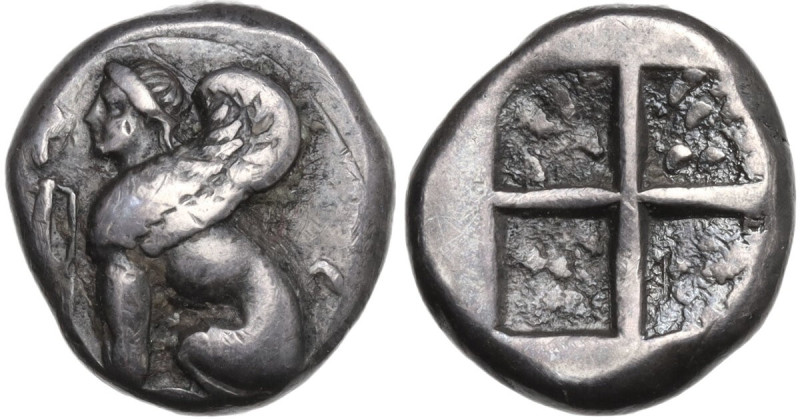 Greek Asia. Islands off Ionia, Chios. AR Drachm, 410-380 BC. Obv. Sphinx seated ...