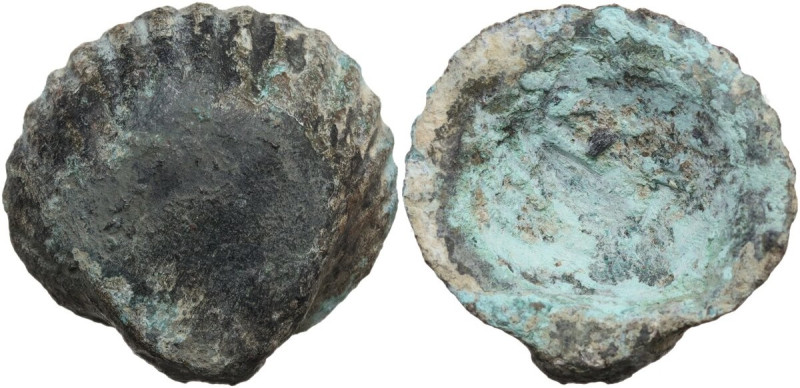 Aes Premonetale. Aes formatum. AE cast cockle-shell, Central Italy, 6th-4th cent...