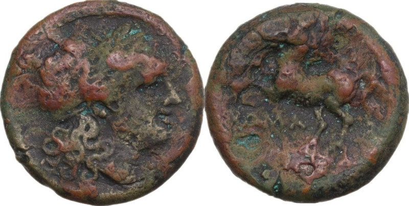 Anonymous. AE Litra, 234-231 BC. Obv. Laureate head of Apollo right. Rev. Pranci...