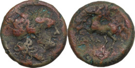 Anonymous. AE Litra, 234-231 BC. Obv. Laureate head of Apollo right. Rev. Prancing horse right, with bridle; below, ROMA. Cr. 26/3. AE. 3.10 g. 15.50 ...