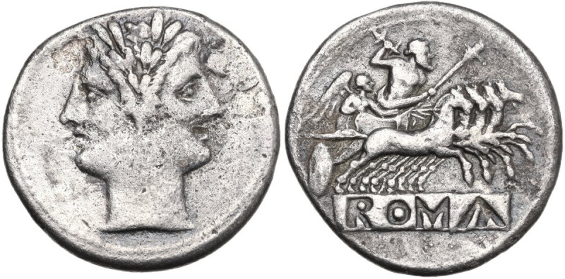 Anonymous. Quadrigatus (Didrachm), uncertain Sicilian mints, 218-217 BC. Obv. La...