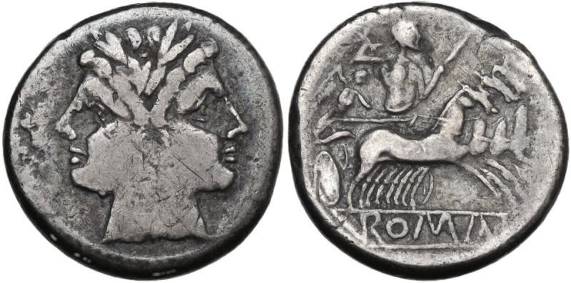 Anonymous. Quadrigatus (Didrachm), uncertain Campanian mints, 216-215 BC (debase...