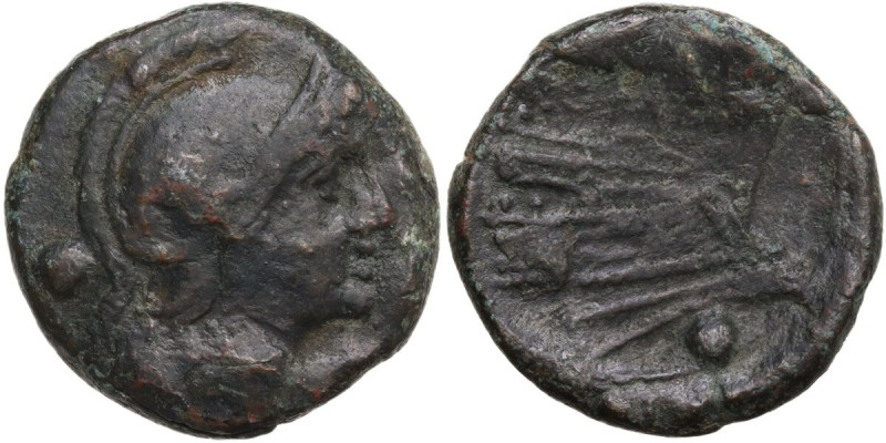Anonymous. Uncia, Uncertain mint, 214-212 BC. Obv. Head of Roma, right, wearing ...