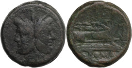 Anchor (first) series. AE As, 209-208 BC. Obv. Head of Janus, laureate. Rev. Prow right; before, anchor. Cr. 50/3. AE. 47.50 g. 34.00 mm. VF.