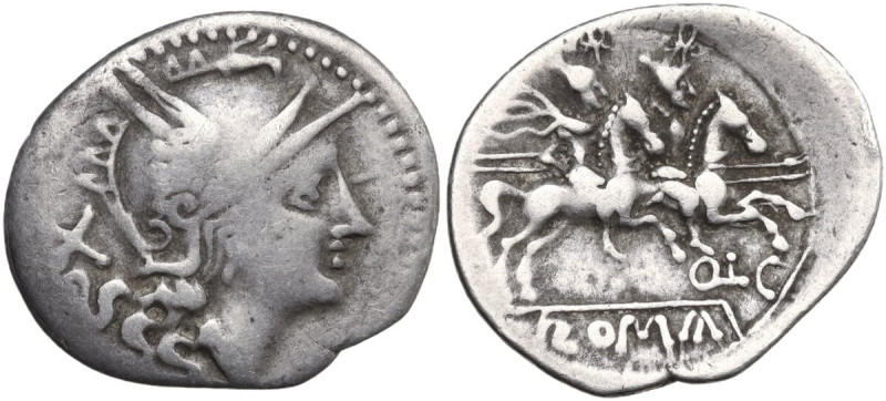 QLC series. Denarius, uncertain Spanish mint (Tarraco?), 208 BC. Obv. Helmeted h...