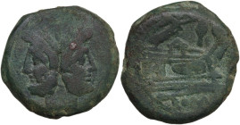 Victory and spearhead series. AE As, 189-180 BC. Obv. Laureate head of Janus. Rev. Prow, right. Cr. 145/1. AE. 31.14 g. 33.00 mm. Green patina. About ...