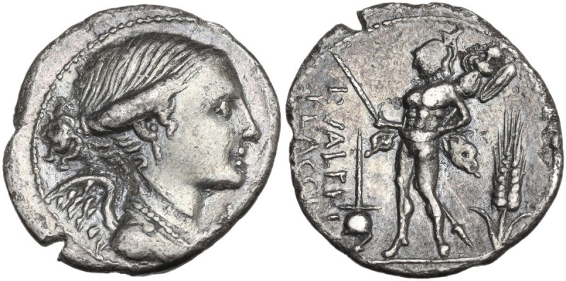 L. Valerius Flaccus. Denarius, 108 or 107 BC. Obv. Draped bust of Victory right;...