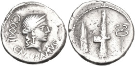 C. Norbanus. AR Denarius, Rome mint, 83 BC. Obv. Diademed head of Venus right; above, control-numeral CXXXXVIIII; below, C·NORBANVS. Rev. Ear of corn,...