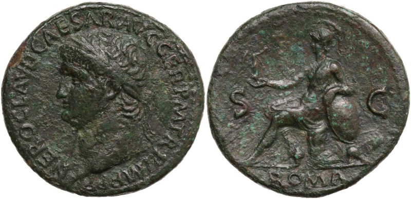 Nero (54-68). AE Sestertius, 62-68. Obv. Head of Nero, laureate, left. Rev. Roma...