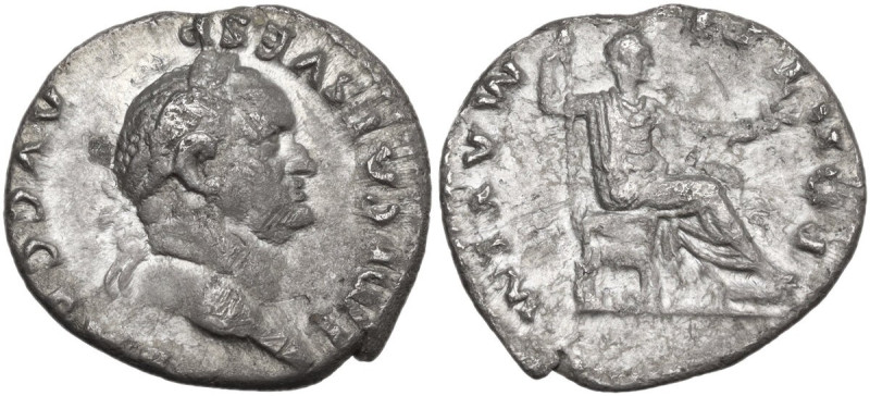 Vespasian (69-79). Denarius, Rome mint, 73 AD. Obv. IMP CAES VESP AVG CEN. Head ...