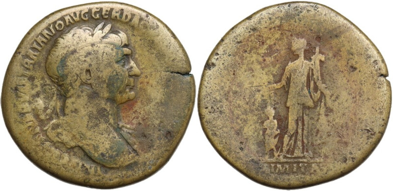 Trajan (98-117). AE Sestertius, 103-111. Obv. Bust of Trajan, laureate, draped o...