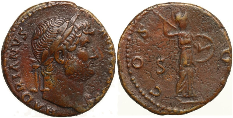 Hadrian (117-138). AE As, 125-127. Obv. Head of Hadrian, laureate, right. Rev. M...