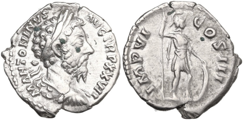 Marcus Aurelius. Denarius, Rome mint, 172-173 AD. Obv. M ANTONINVS AVG TR P XXVI...