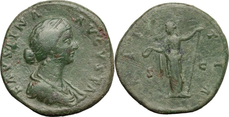 Faustina II (died 176 AD). AE Sestertius, 161-176. Obv. Bust right, draped. Rev....